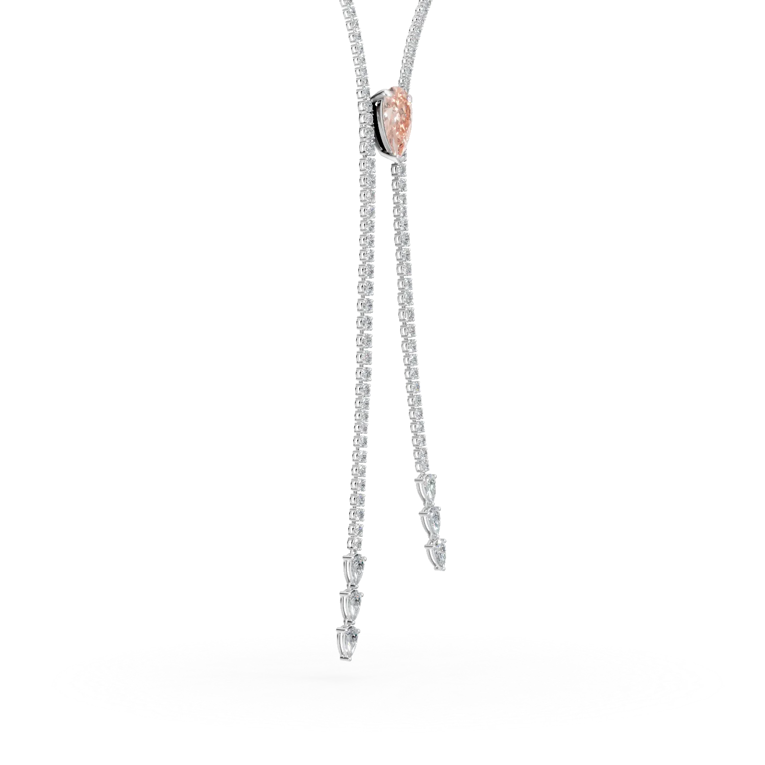 Colier tennis din aur alb cu diamant fancy roz si diamante incolore de 13.2ct create in laborator