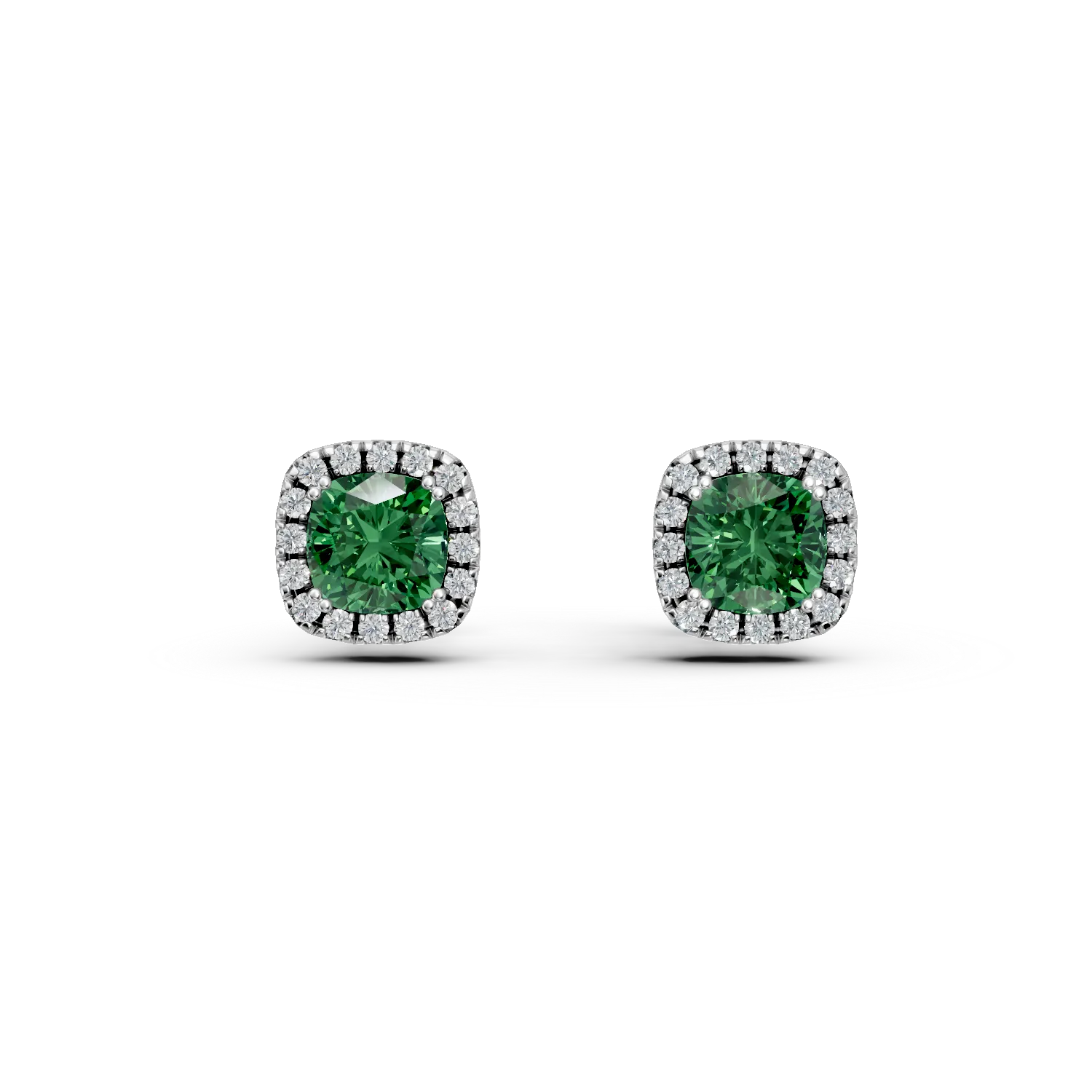 Cercei din aur alb cu smaralde si diamante de 4.86ct create in laborator