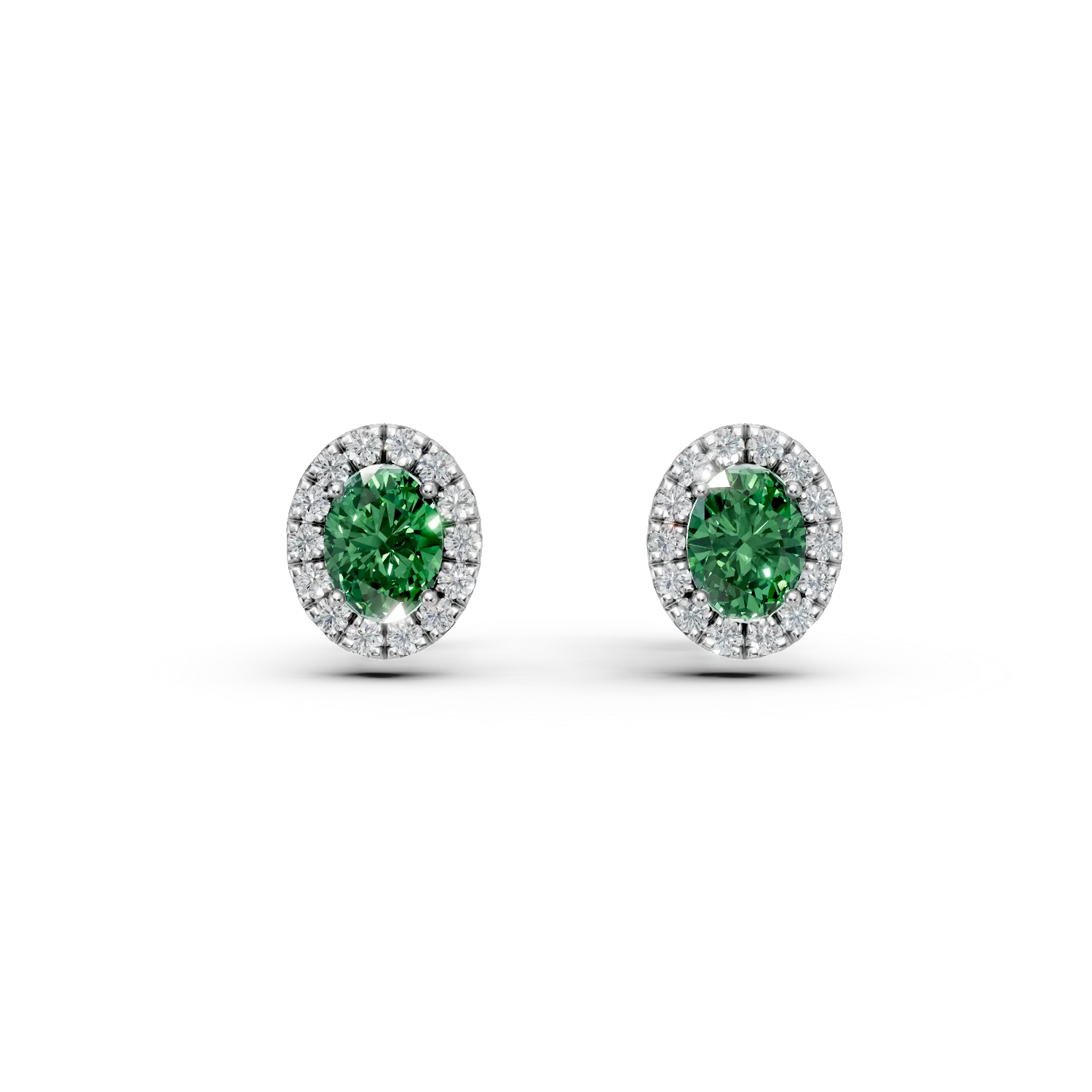 Cercei din aur alb cu smaralde si diamante de 2.87ct create in laborator