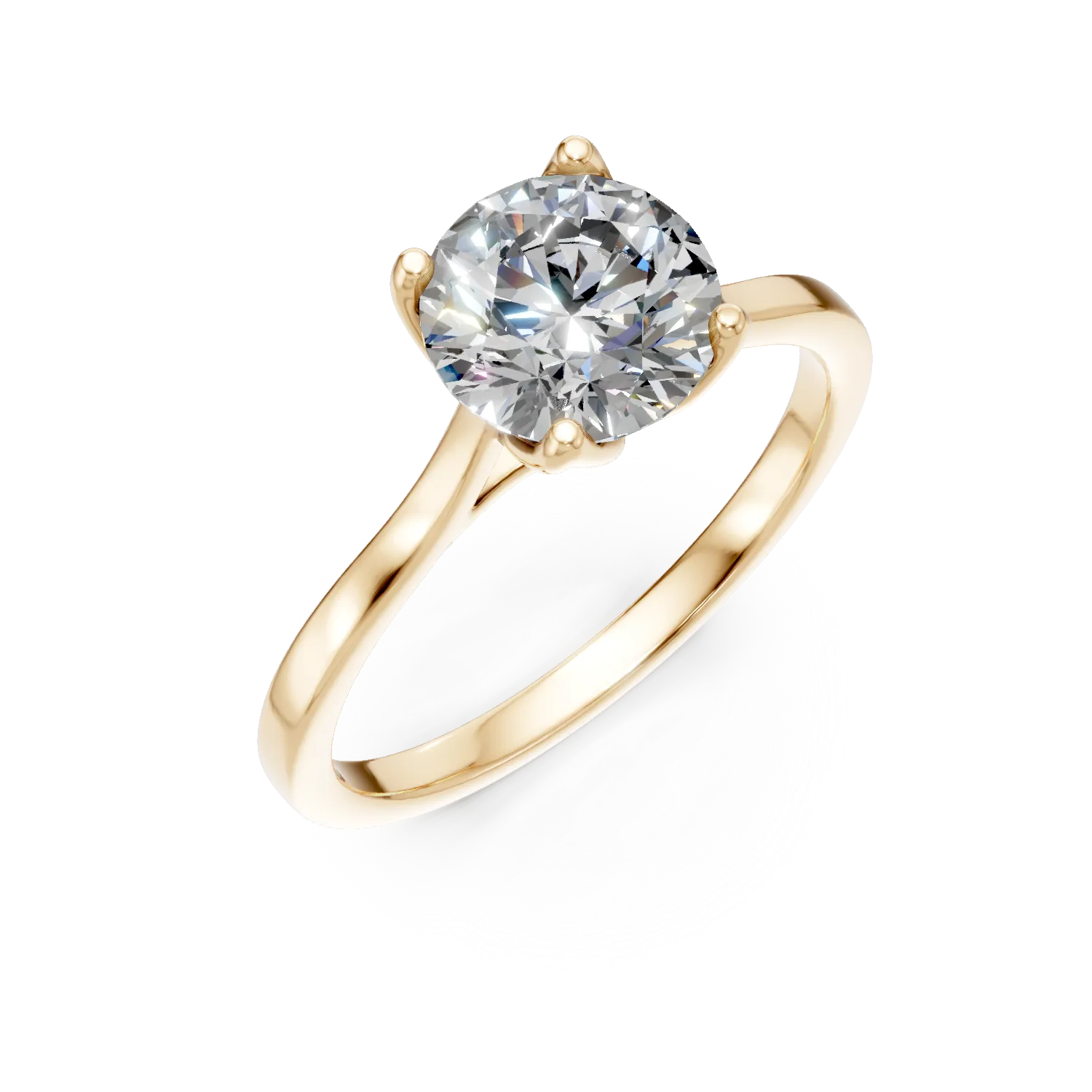 Inel de logodna din aur galben cu diamant solitaire de 1.5ct creat in laborator