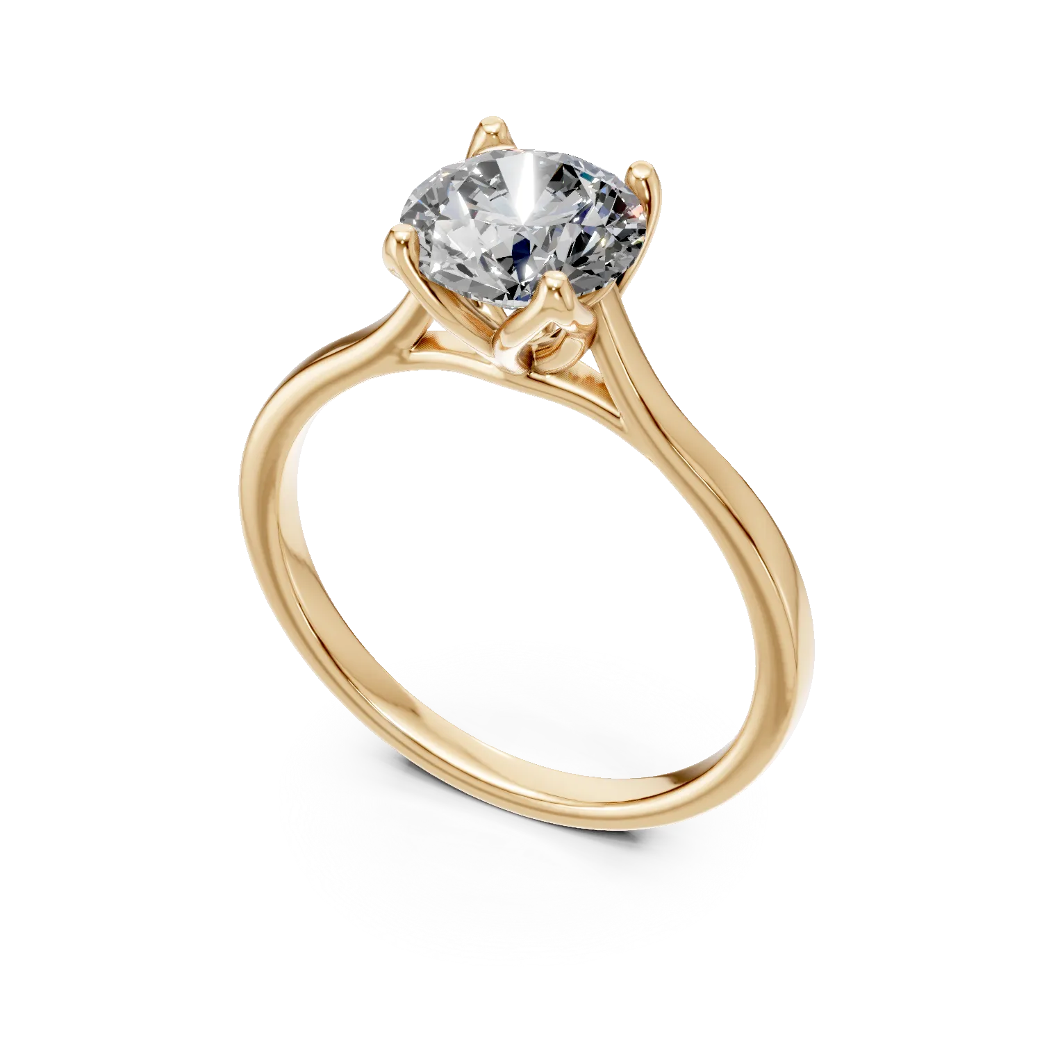 Inel de logodna din aur galben cu diamant solitaire de 1.5ct creat in laborator
