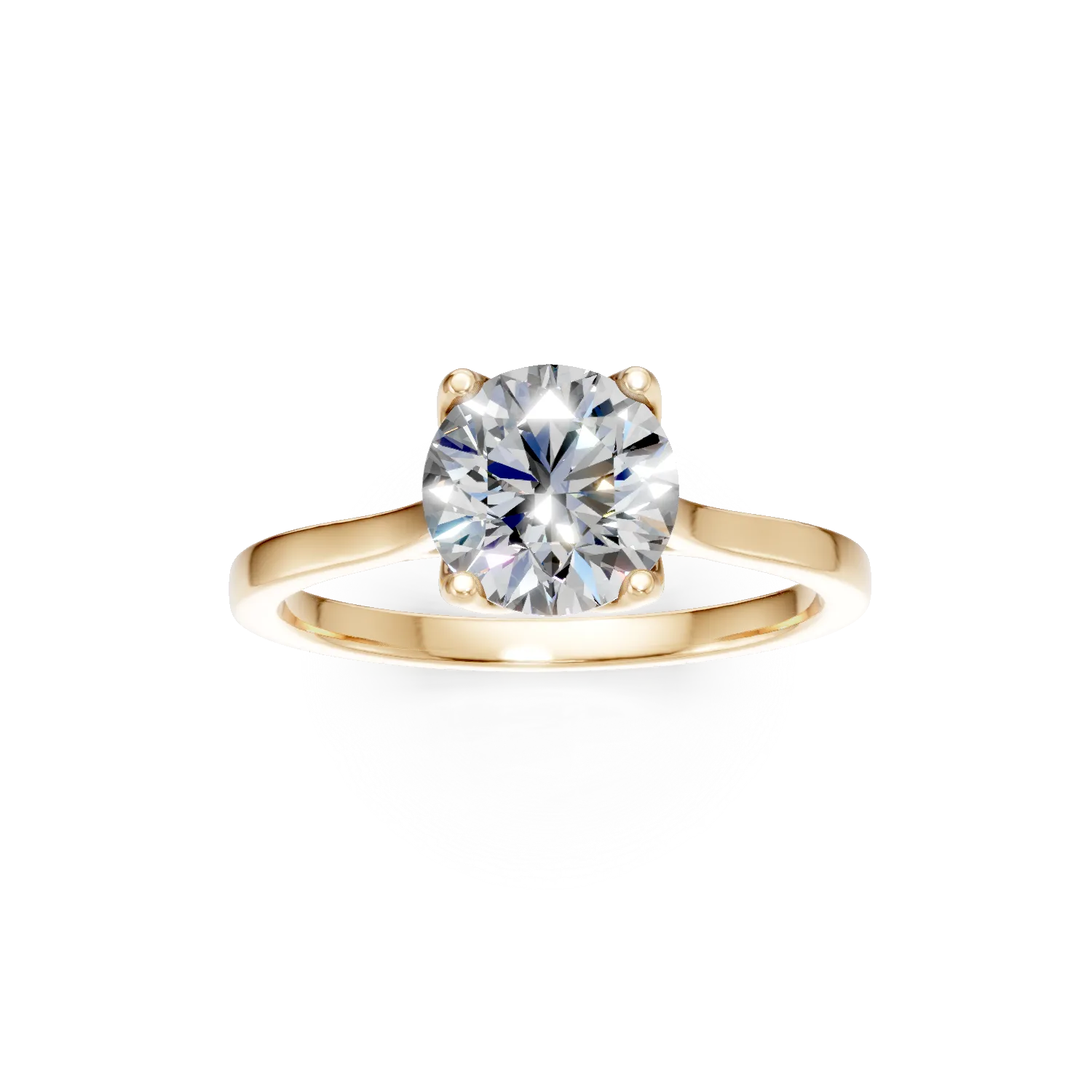 Inel de logodna din aur galben cu diamant solitaire de 1.5ct creat in laborator