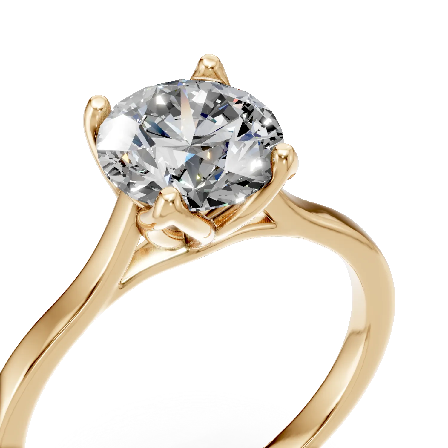 Inel de logodna din aur galben cu diamant solitaire de 1.5ct creat in laborator