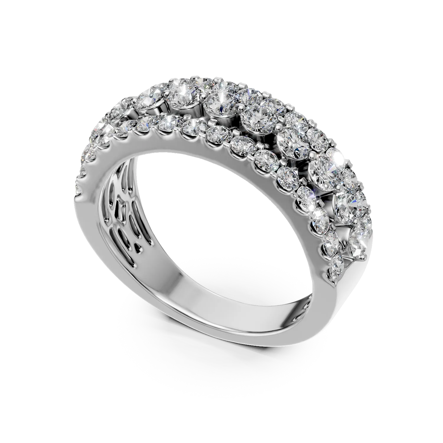 Inel din aur alb cu diamante de 1.48ct create in laborator
