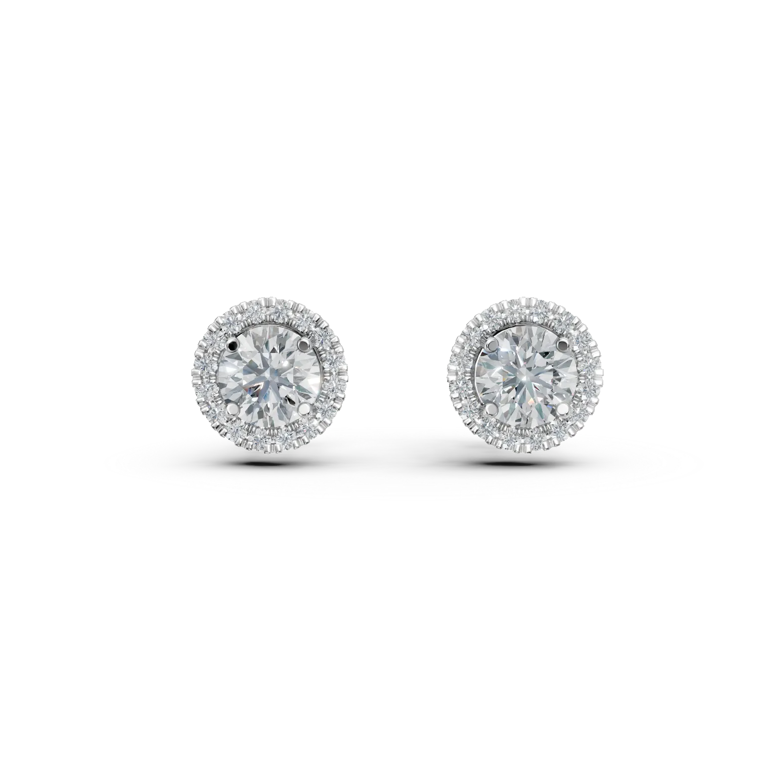 Cercei din aur alb cu diamante de 1.8ct create in laborator