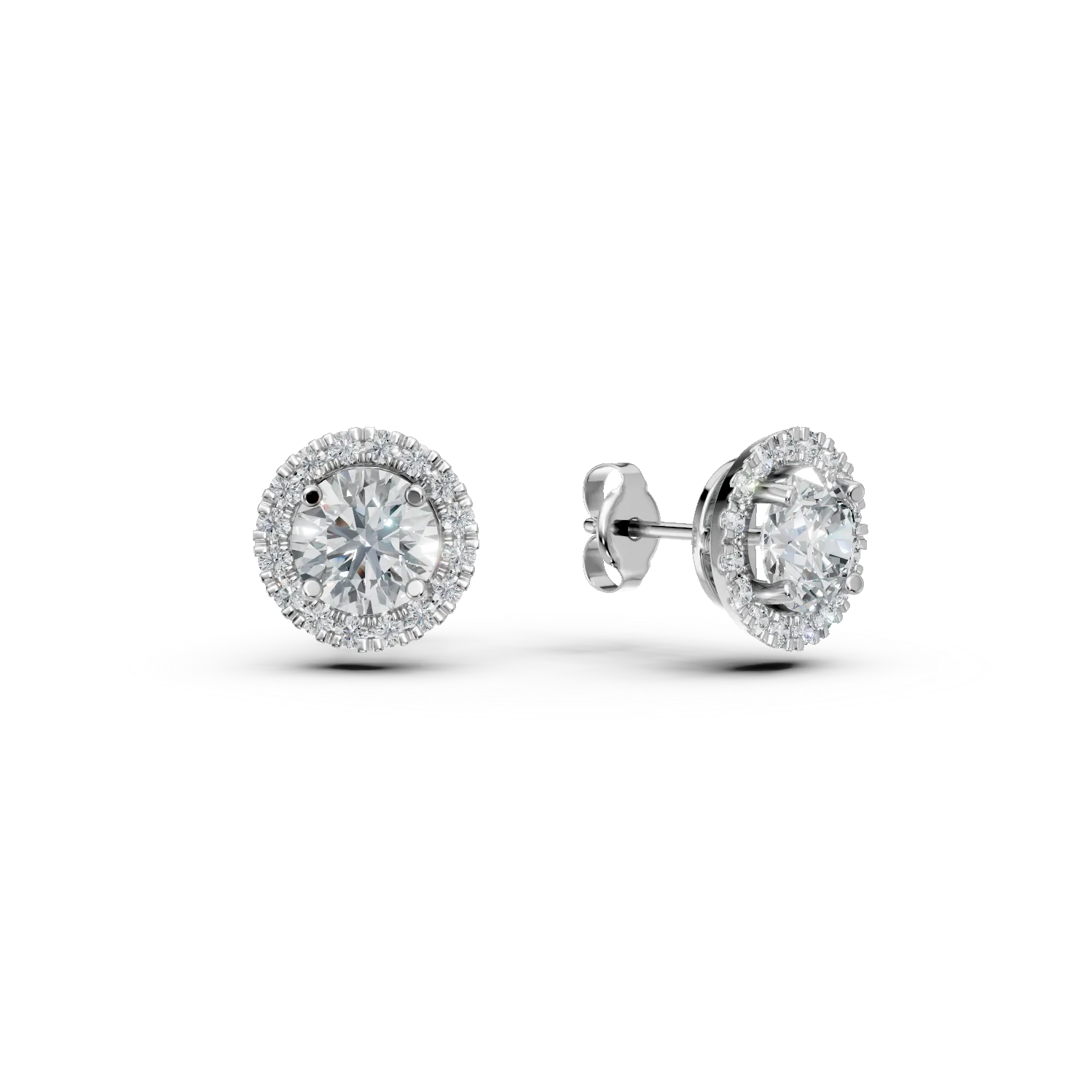 Cercei din aur alb cu diamante de 1.8ct create in laborator