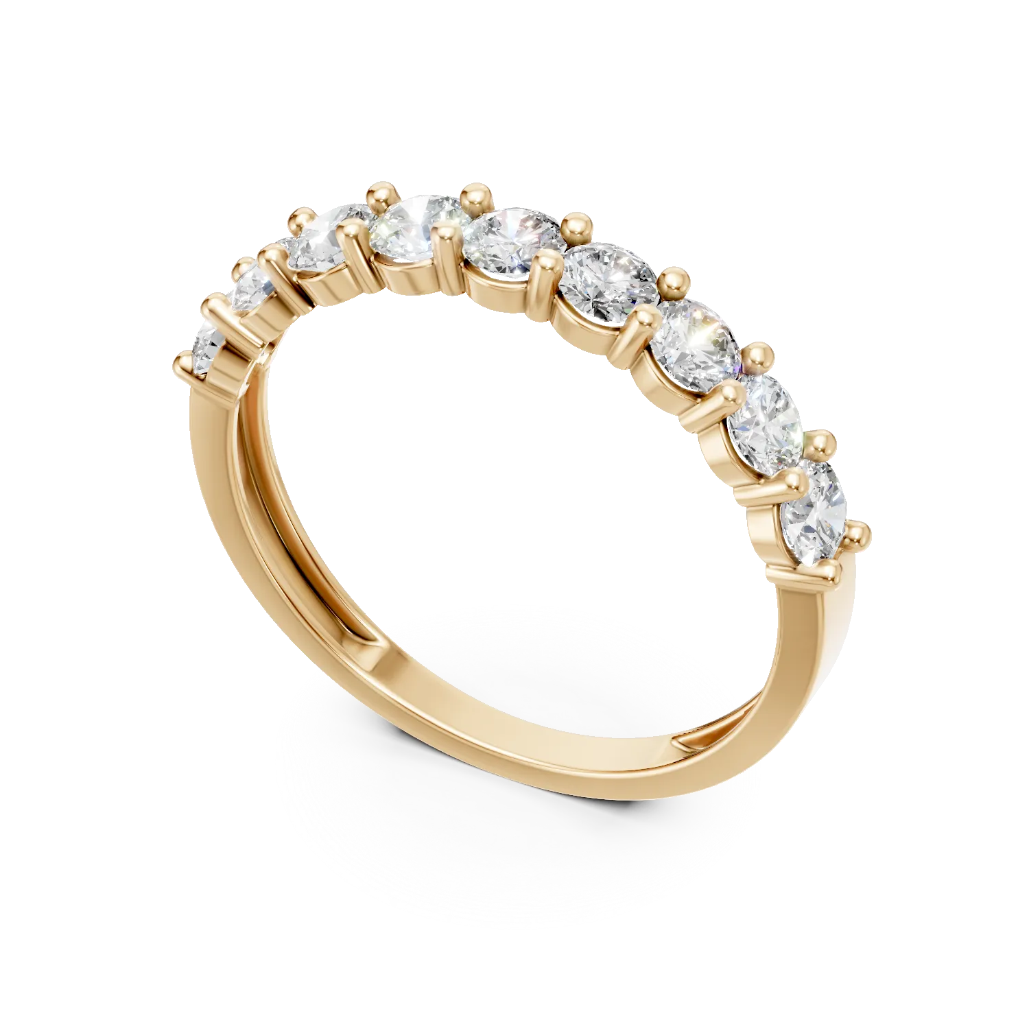 Inel semi eternity din aur galben cu zirconii - Imagine 2