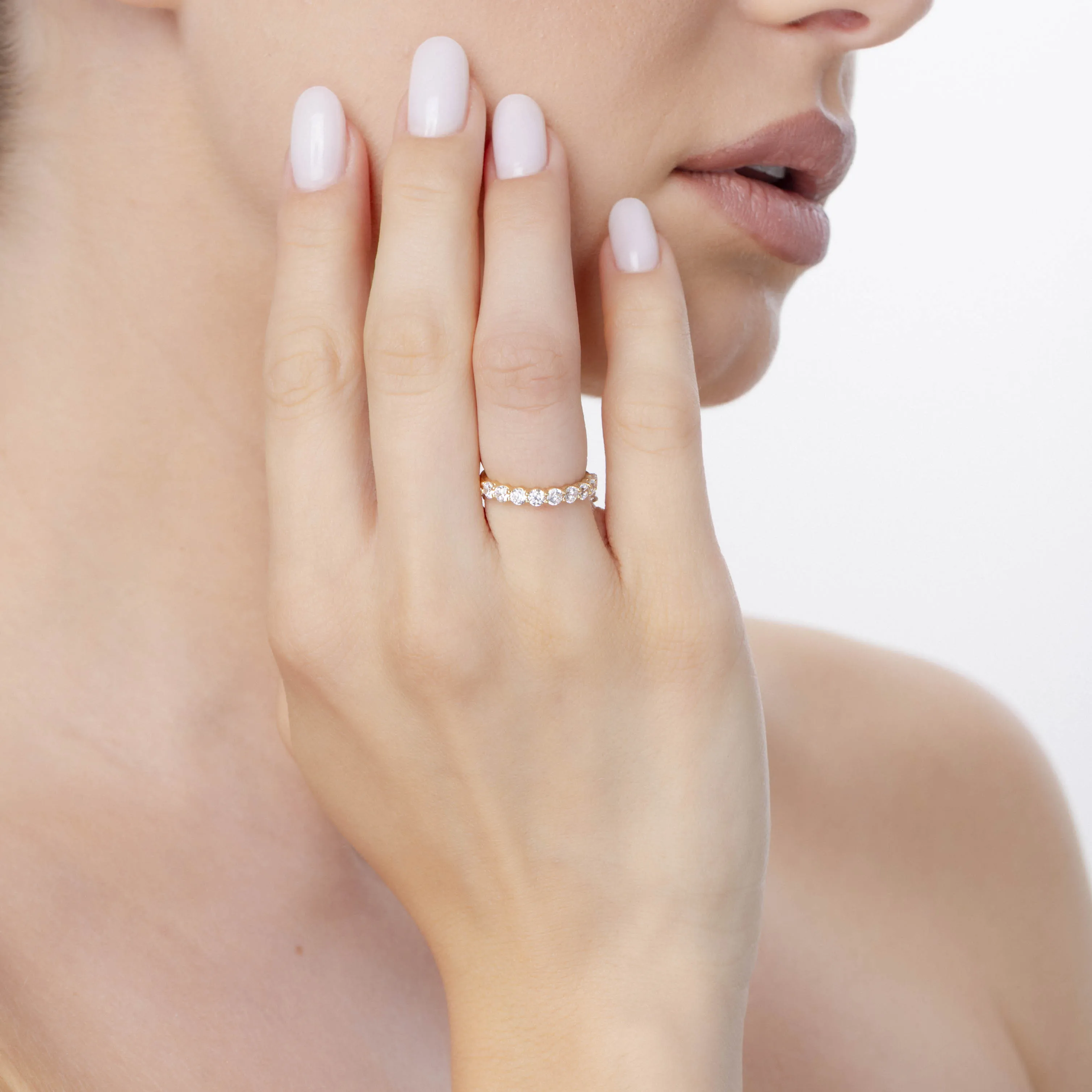Inel semi eternity din aur galben cu zirconii - Imagine 5