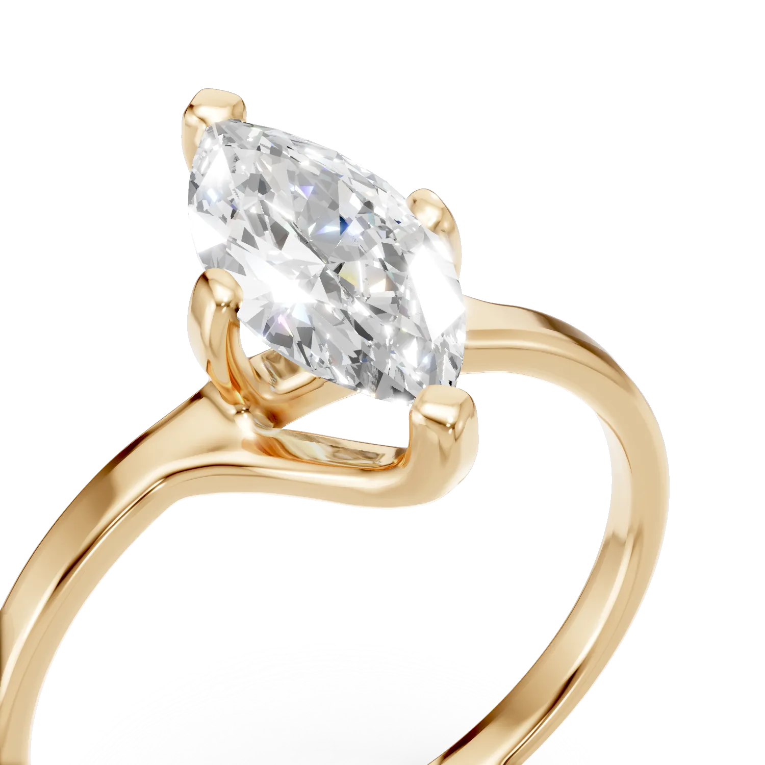 Inel din aur galben cu zirconia zolitaire - Imagine 4