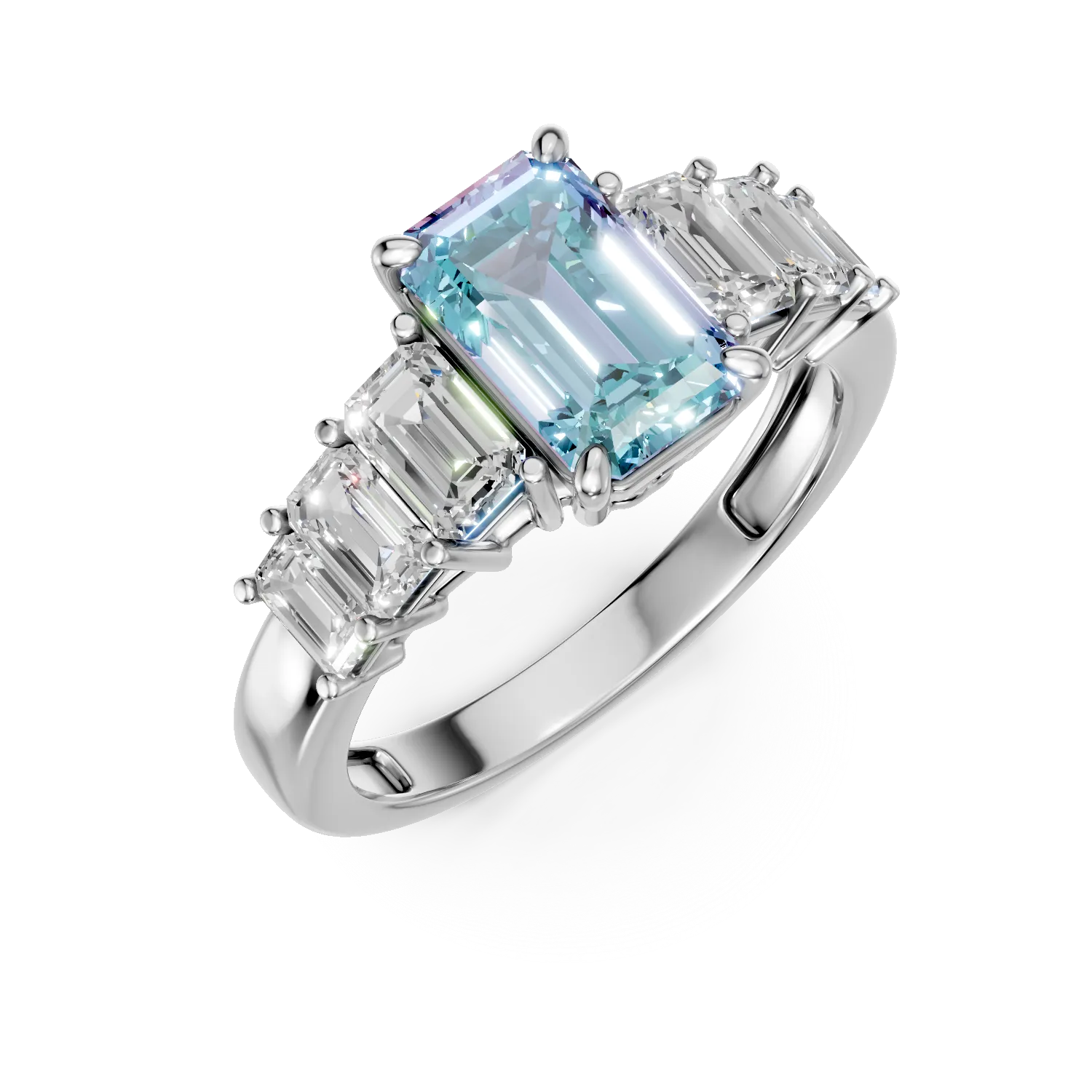 Inel din aur alb cu diamant fancy vivid blue si diamante de 2.02ct create in laborator