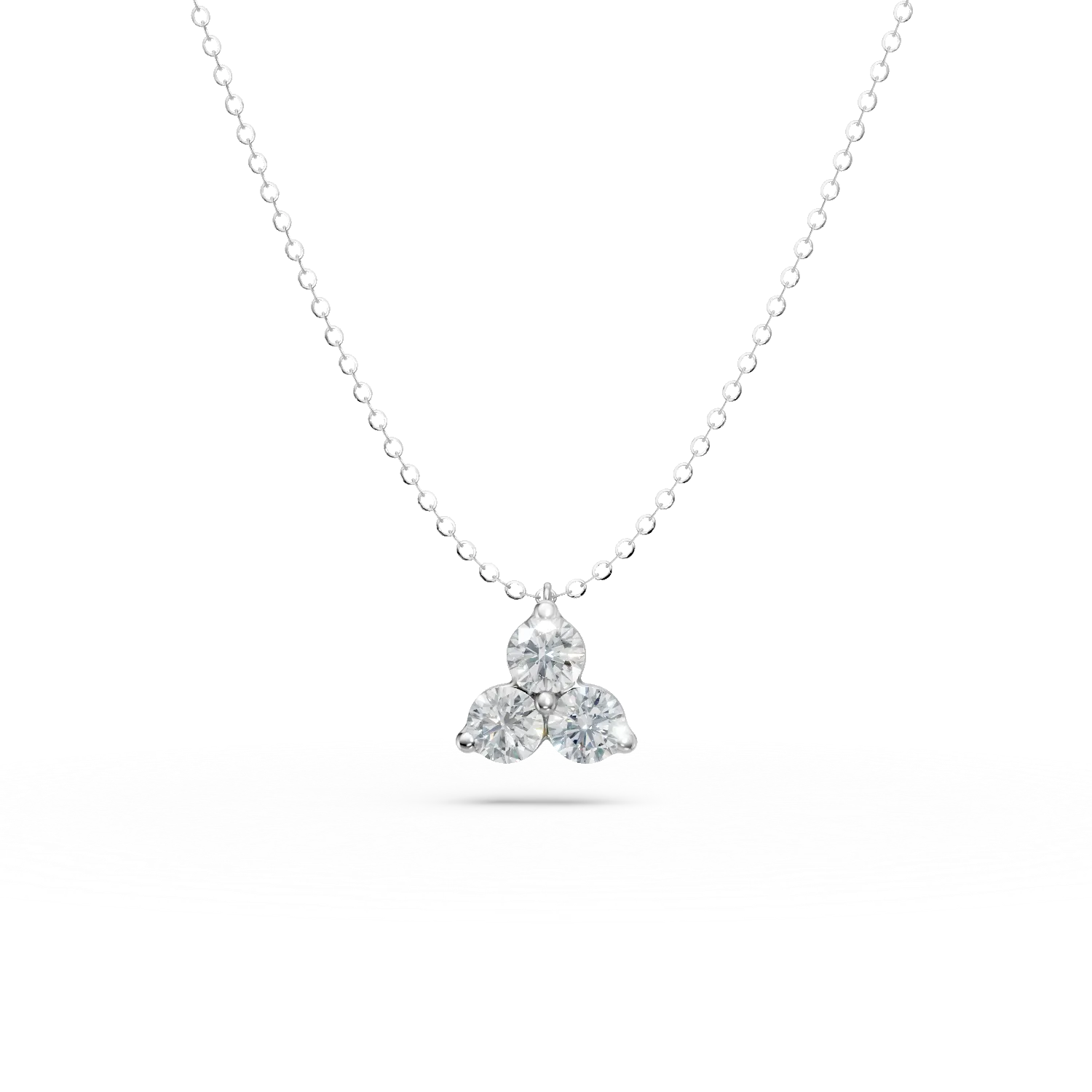 Lant cu pandantiv geometric din aur alb cu diamante create in laborator de 0.1ct