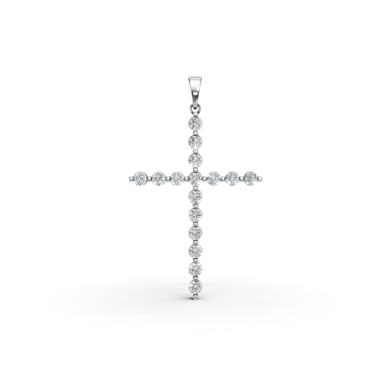 Pandantiv cruce din aur alb cu diamante create in laborator de 0.8ct