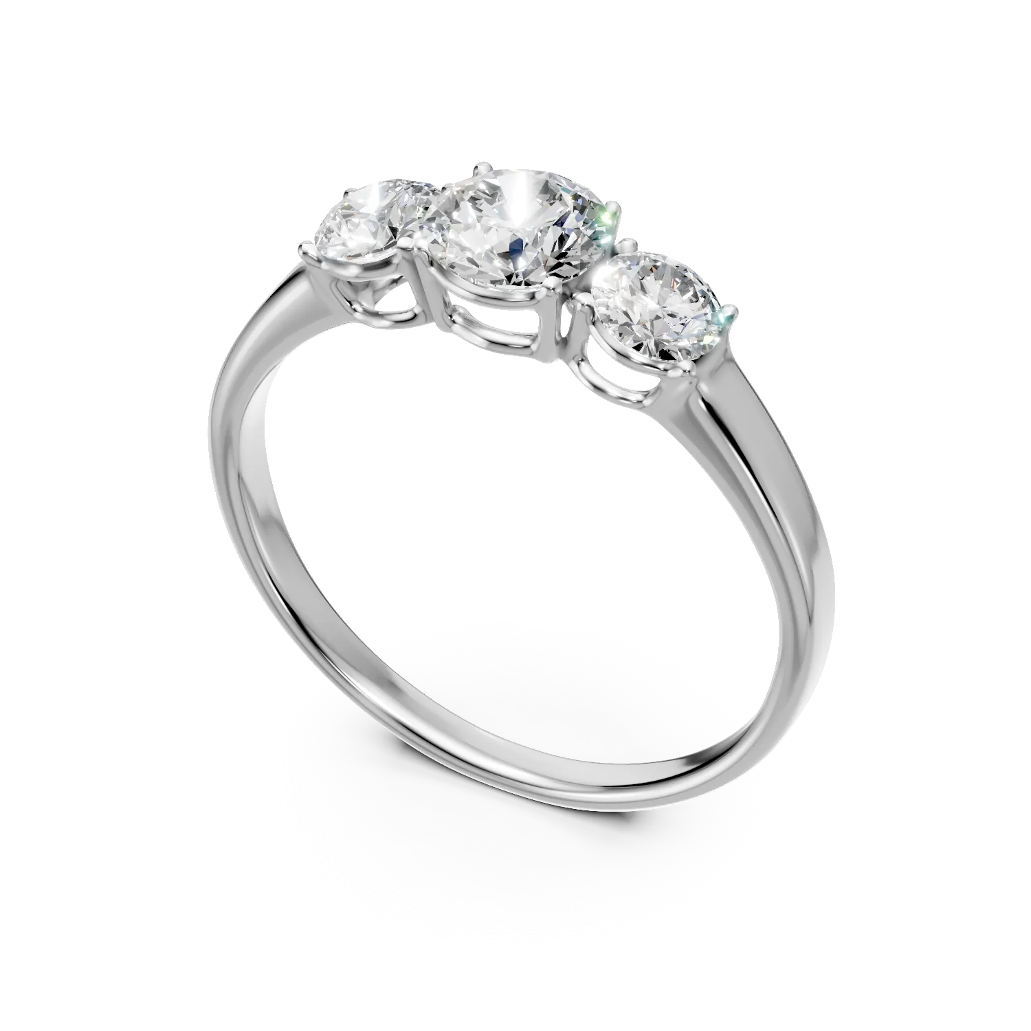 Inel clasic din aur alb cu diamante create in laborator de 0.9ct - Imagine 2