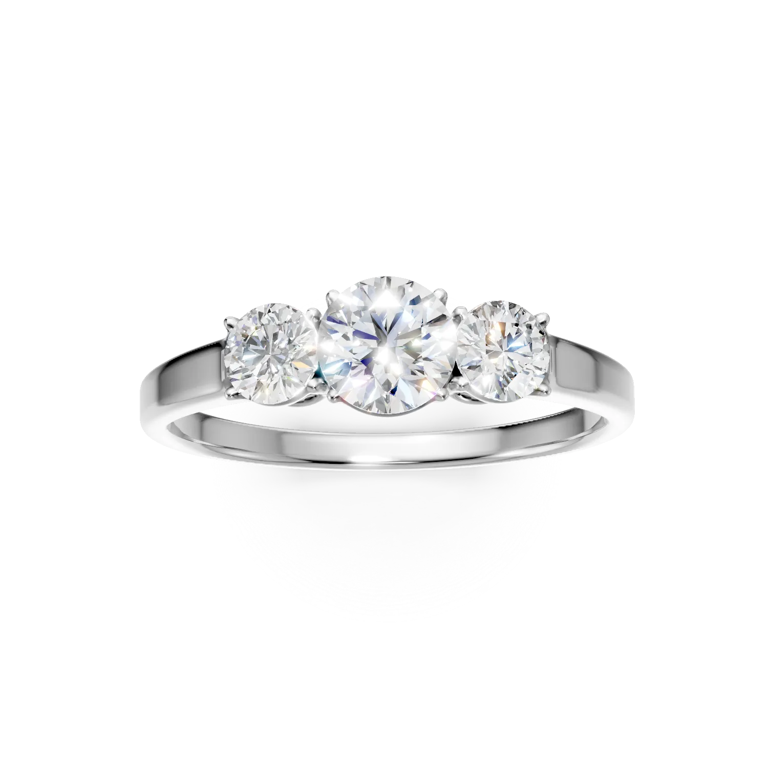Inel clasic din aur alb cu diamante create in laborator de 0.9ct - Imagine 3