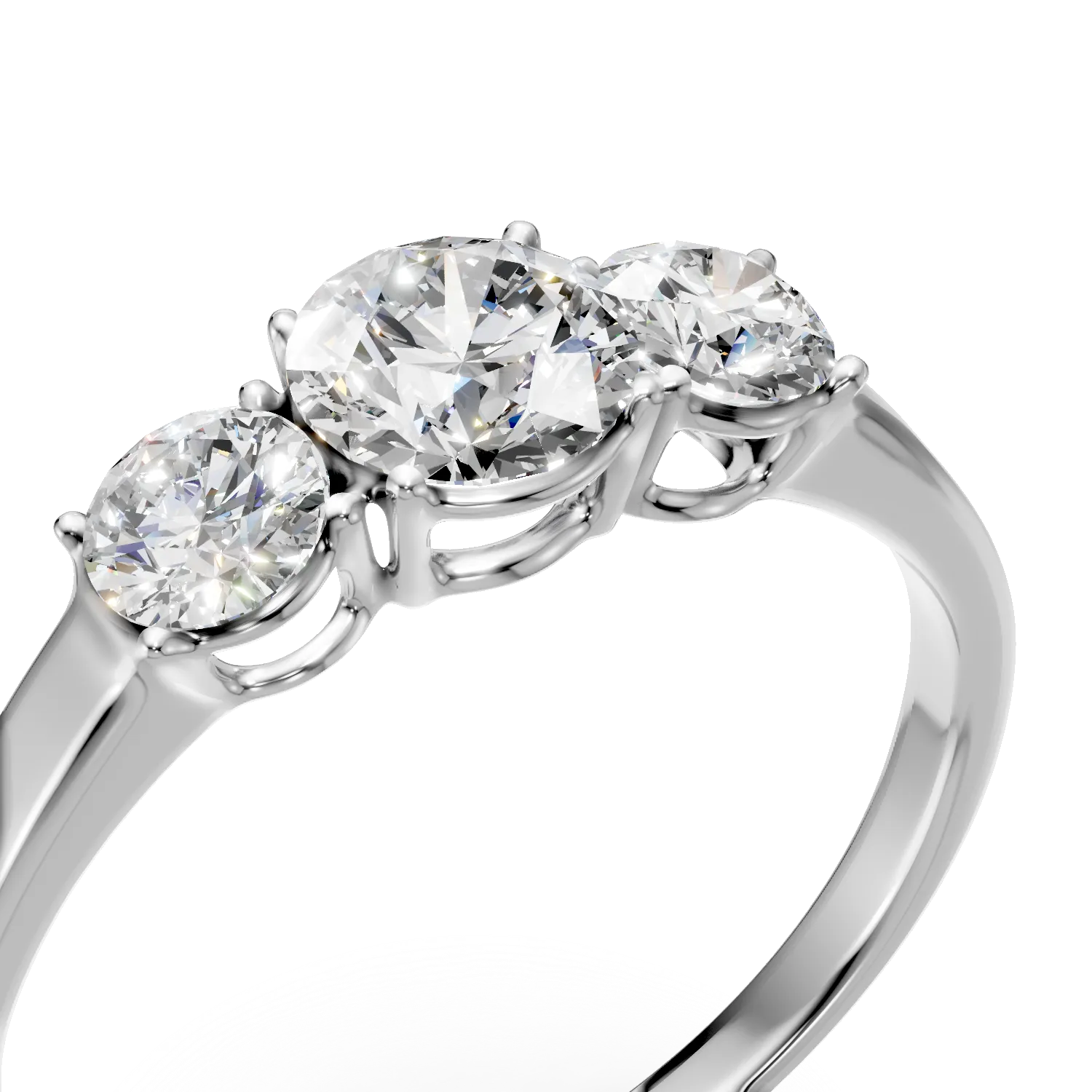 Inel clasic din aur alb cu diamante create in laborator de 0.9ct - Imagine 4