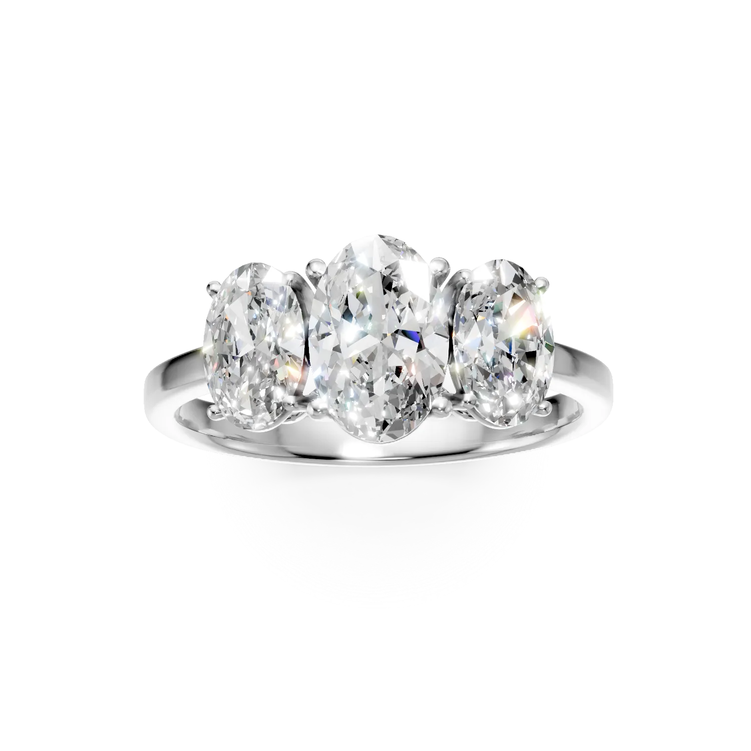 Inel din aur alb cu diamante create in laborator taietura ovala de 2.1ct