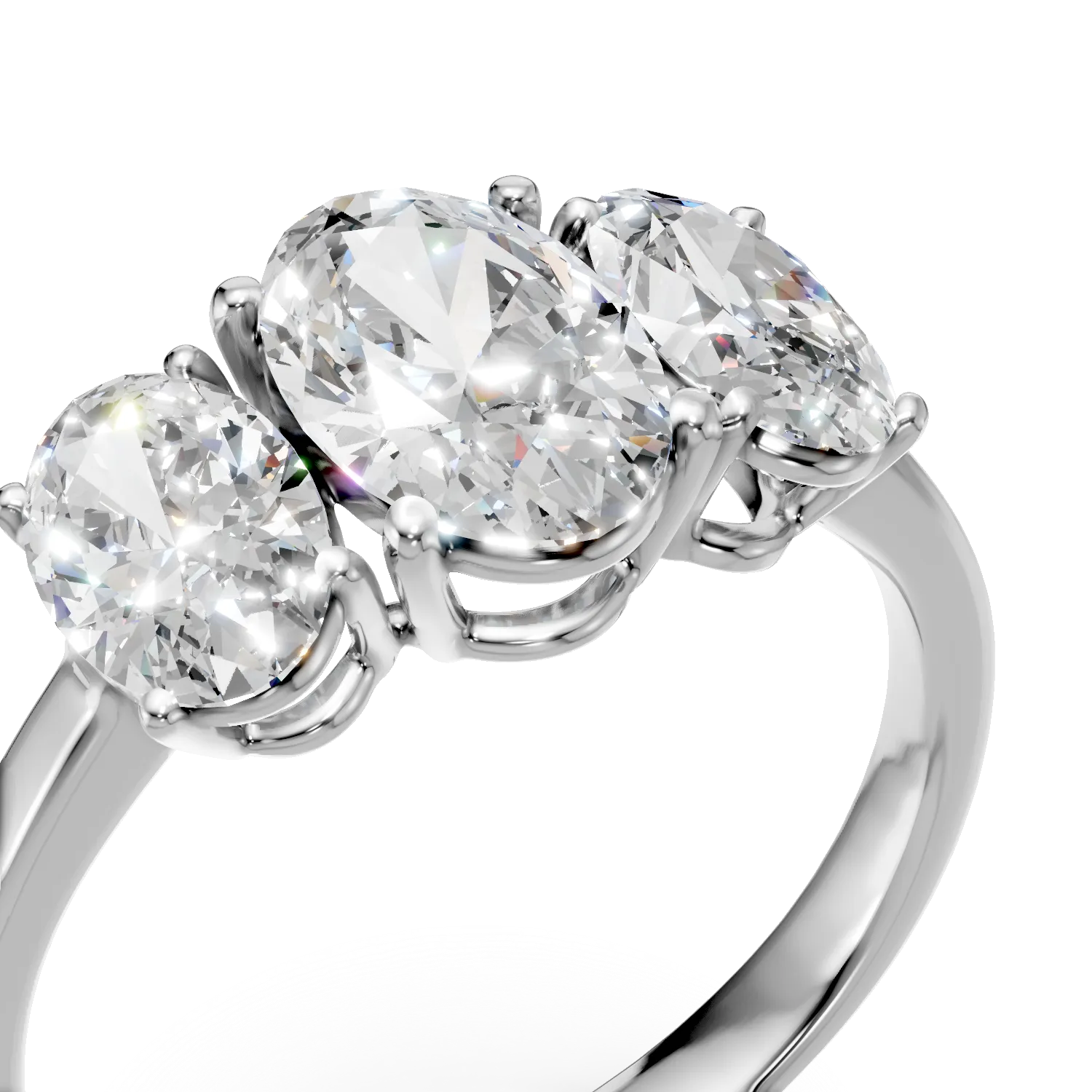 Inel din aur alb cu diamante create in laborator taietura ovala de 2.1ct