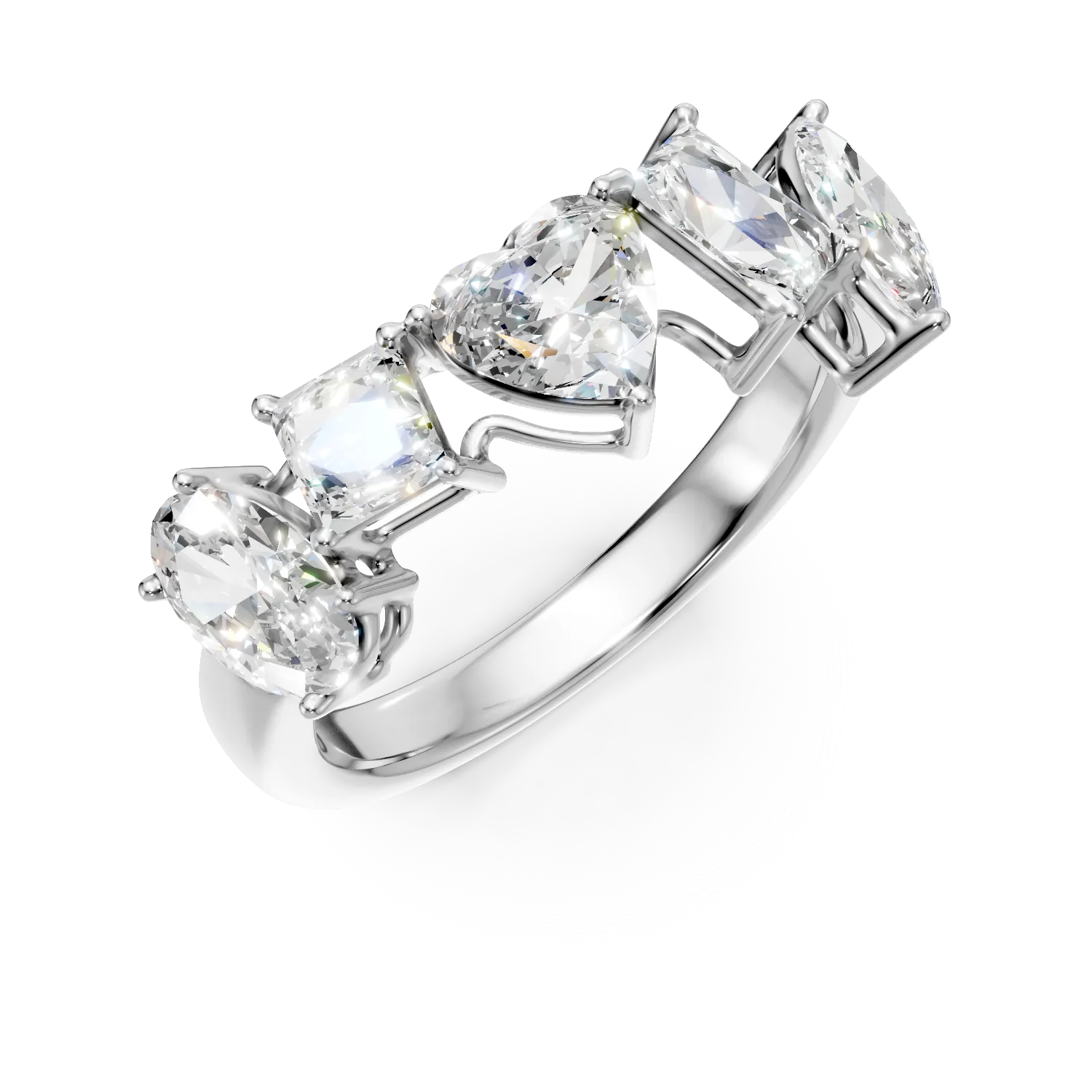 Inel geometric din aur alb cu diamante create in laborator de 2.6ct