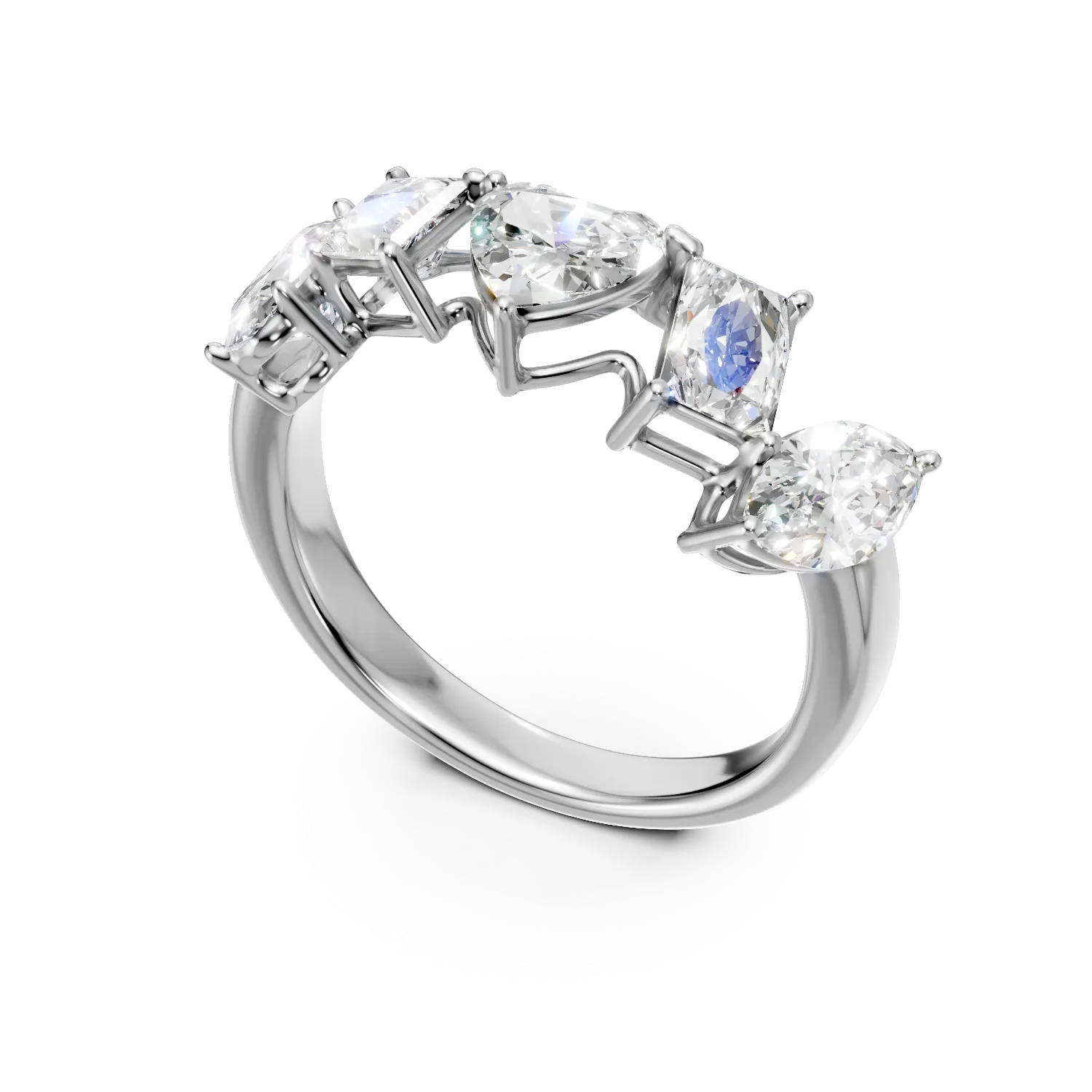 Inel geometric din aur alb cu diamante create in laborator de 2.6ct - Imagine 2