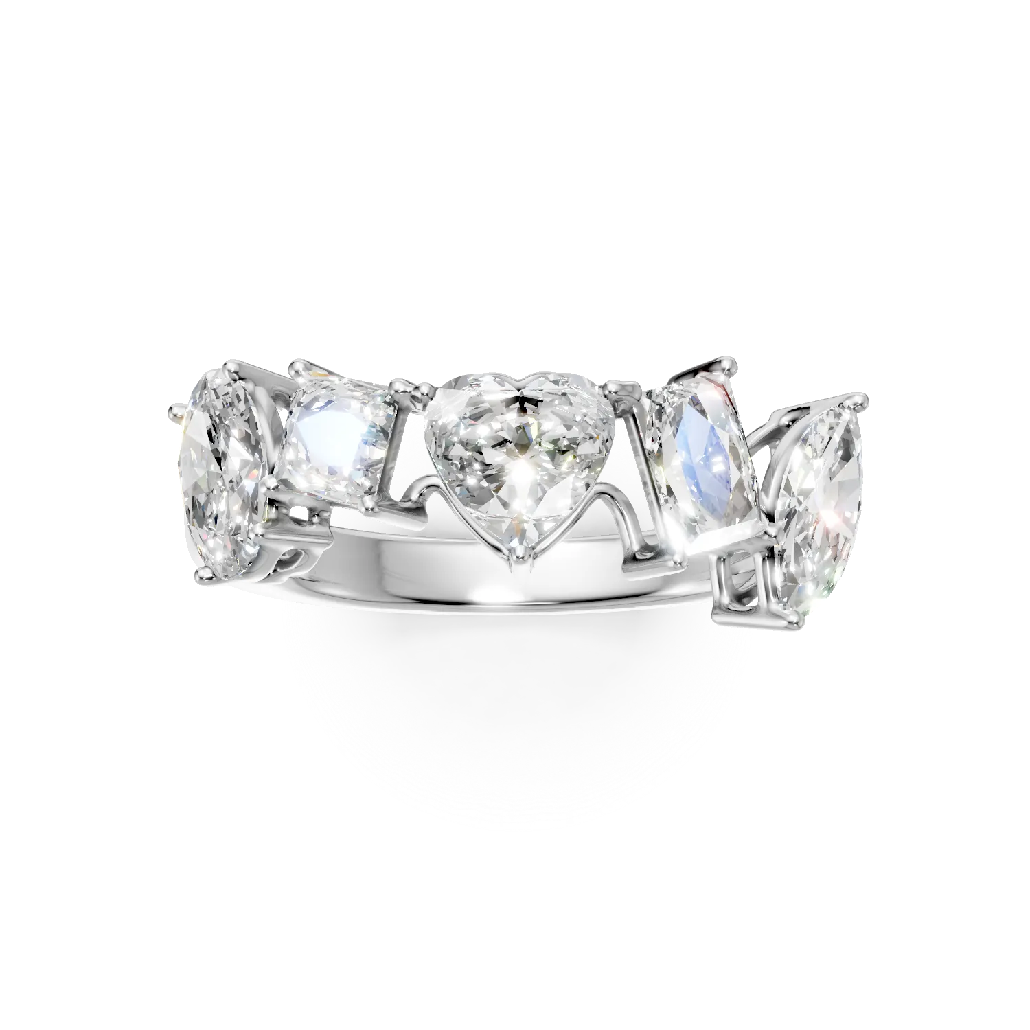 Inel geometric din aur alb cu diamante create in laborator de 2.6ct - Imagine 3