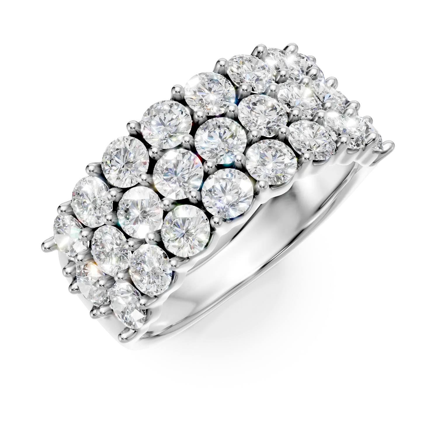 Inel geometric din aur alb cu diamante create in laborator de 2.4ct