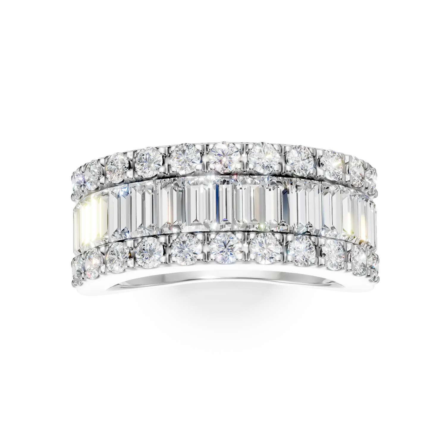 Inel din aur alb cu diamante create in laborator baguette si round de 2.8ct