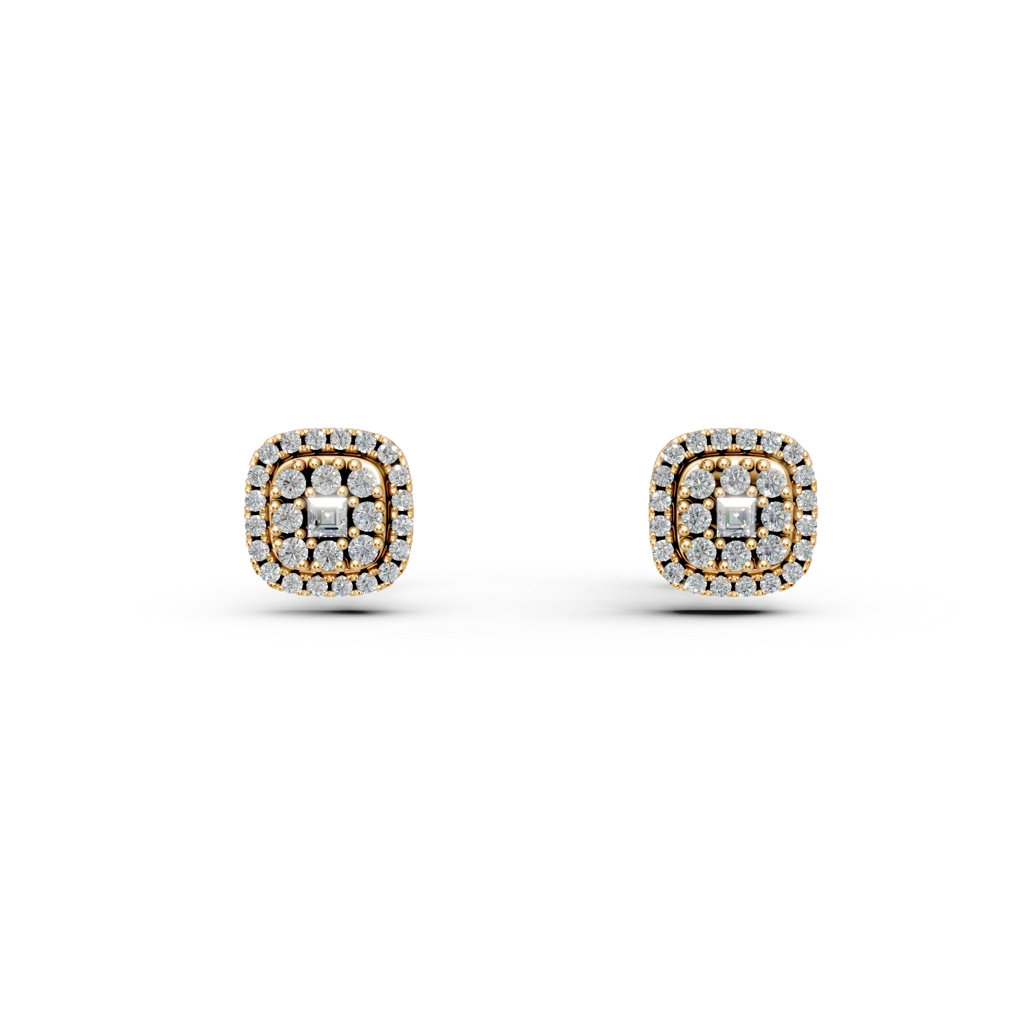 Cercei geometrici din aur galben cu diamante create in laborator de 0.5ct
