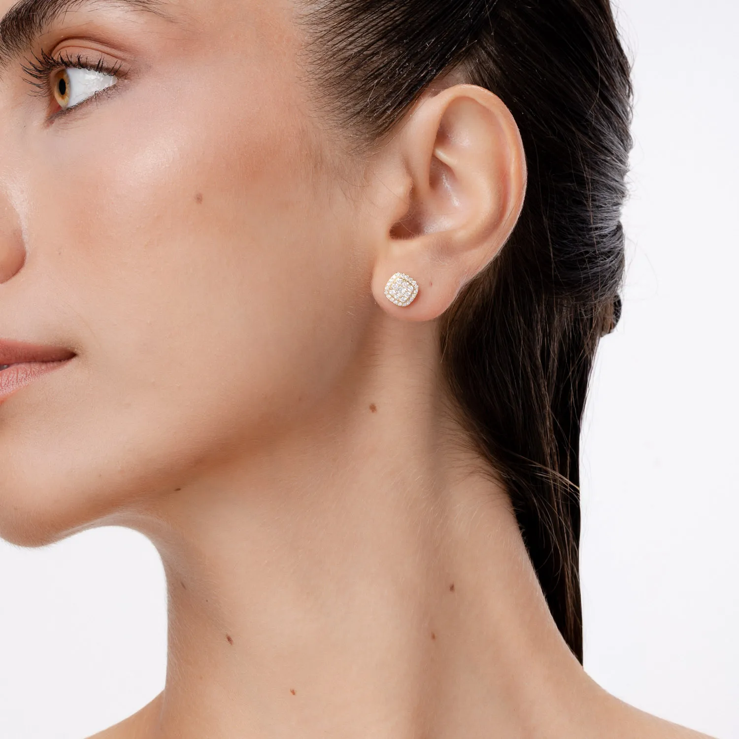 Cercei geometrici din aur galben cu diamante create in laborator de 0.5ct