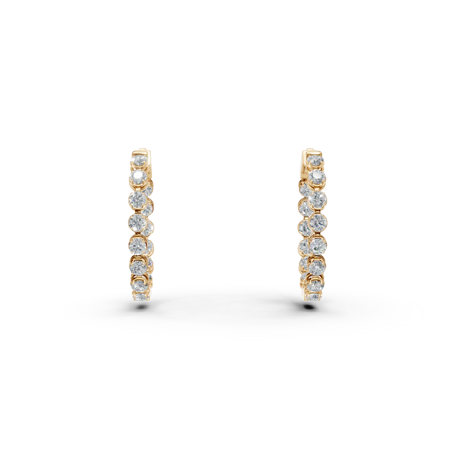 Cercei lungi din aur galben cu diamante create in laborator de 2.9ct
