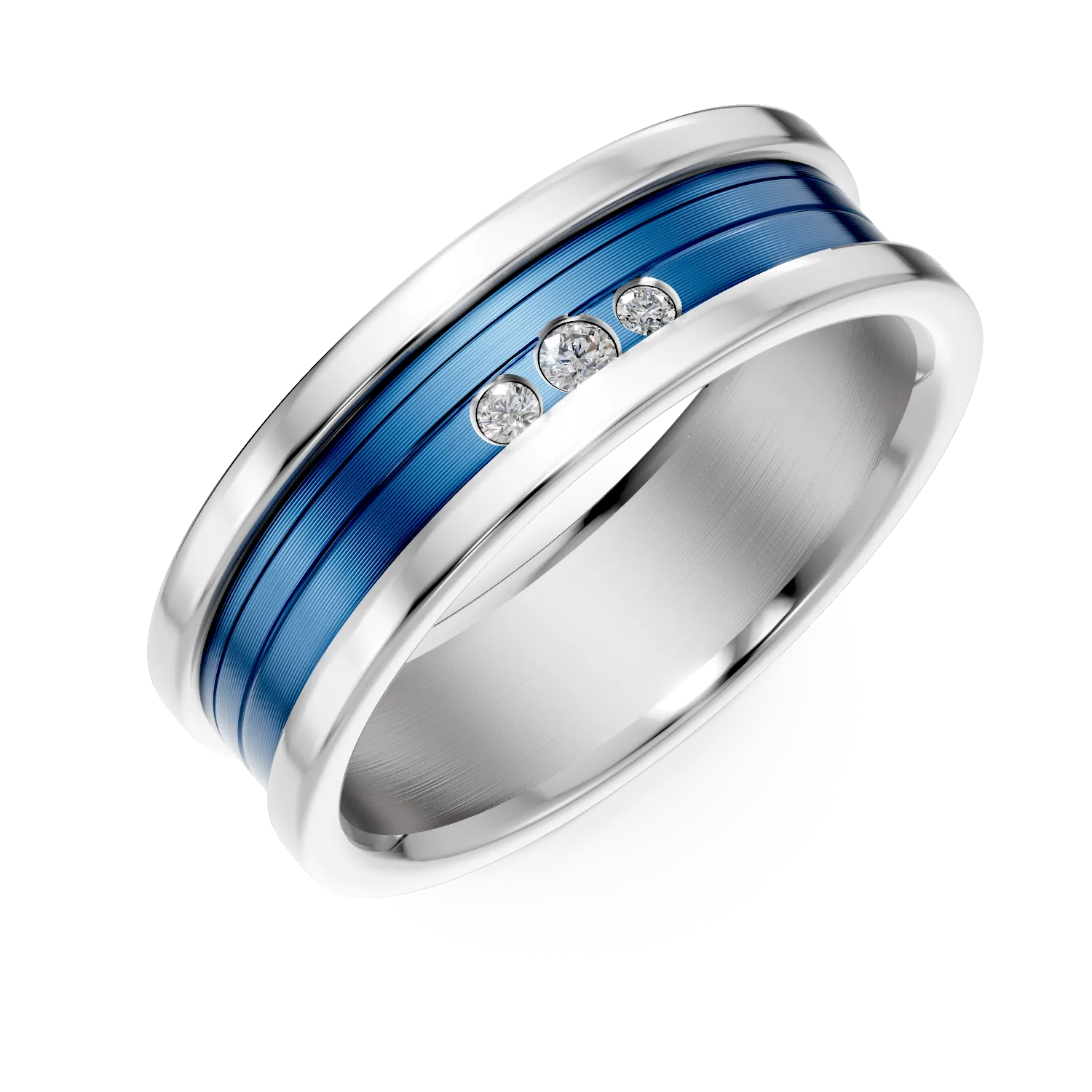 Inel din titan cu diamante create in laborator 0.22ct pentru barbati