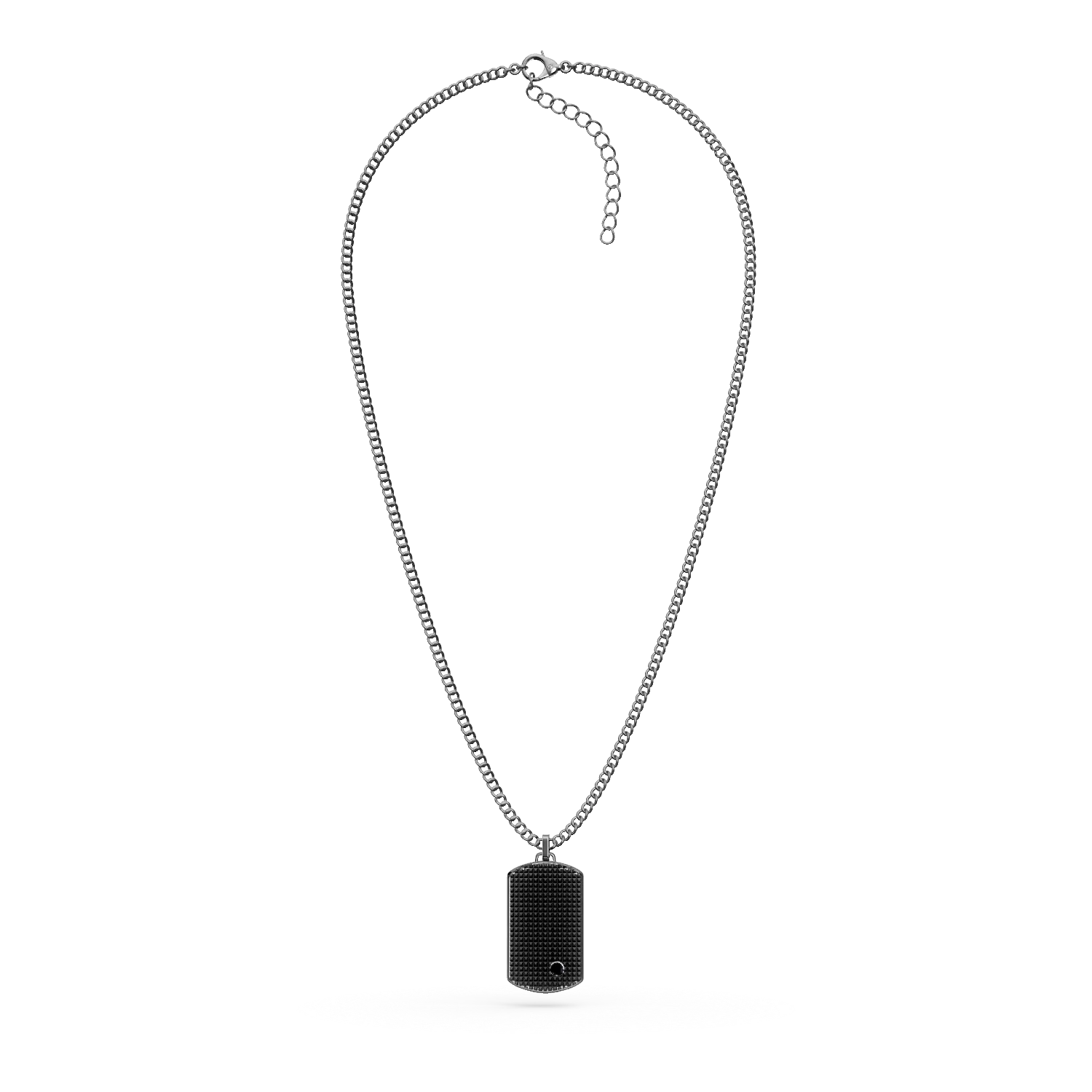 Lant cu pandantiv din titan cu safir negru 0.28ct pentru barbati