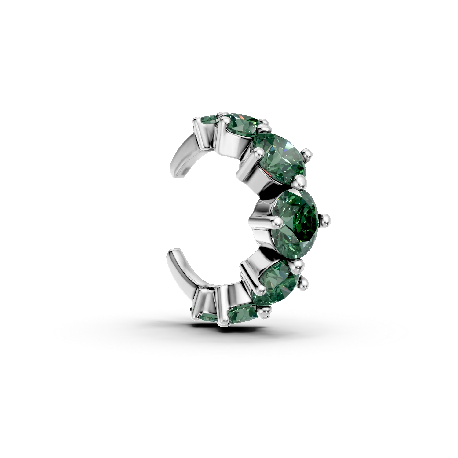 Cercel cuff din argint cu zirconii verzi
