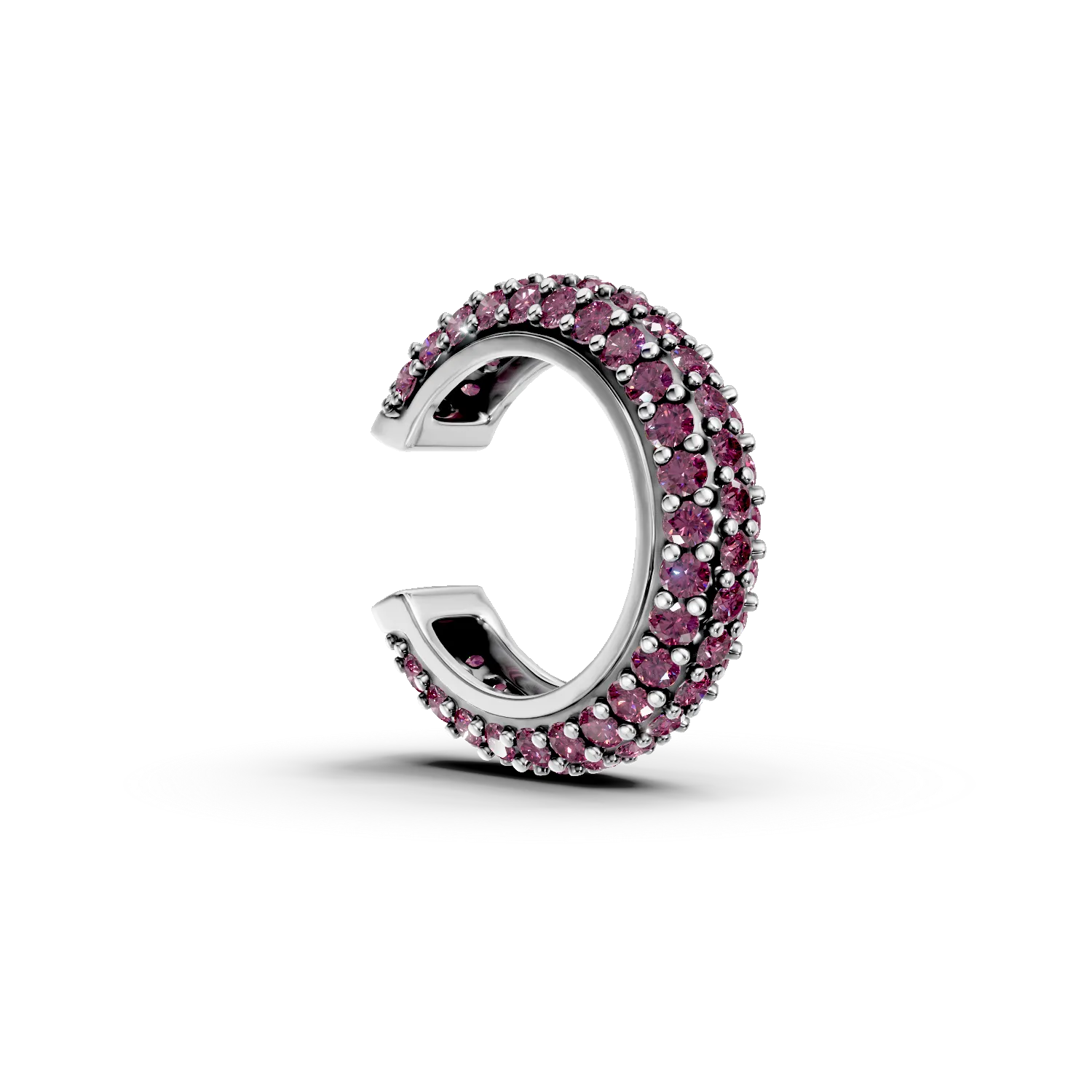 Cercel cuff din argint cu zirconii roz
