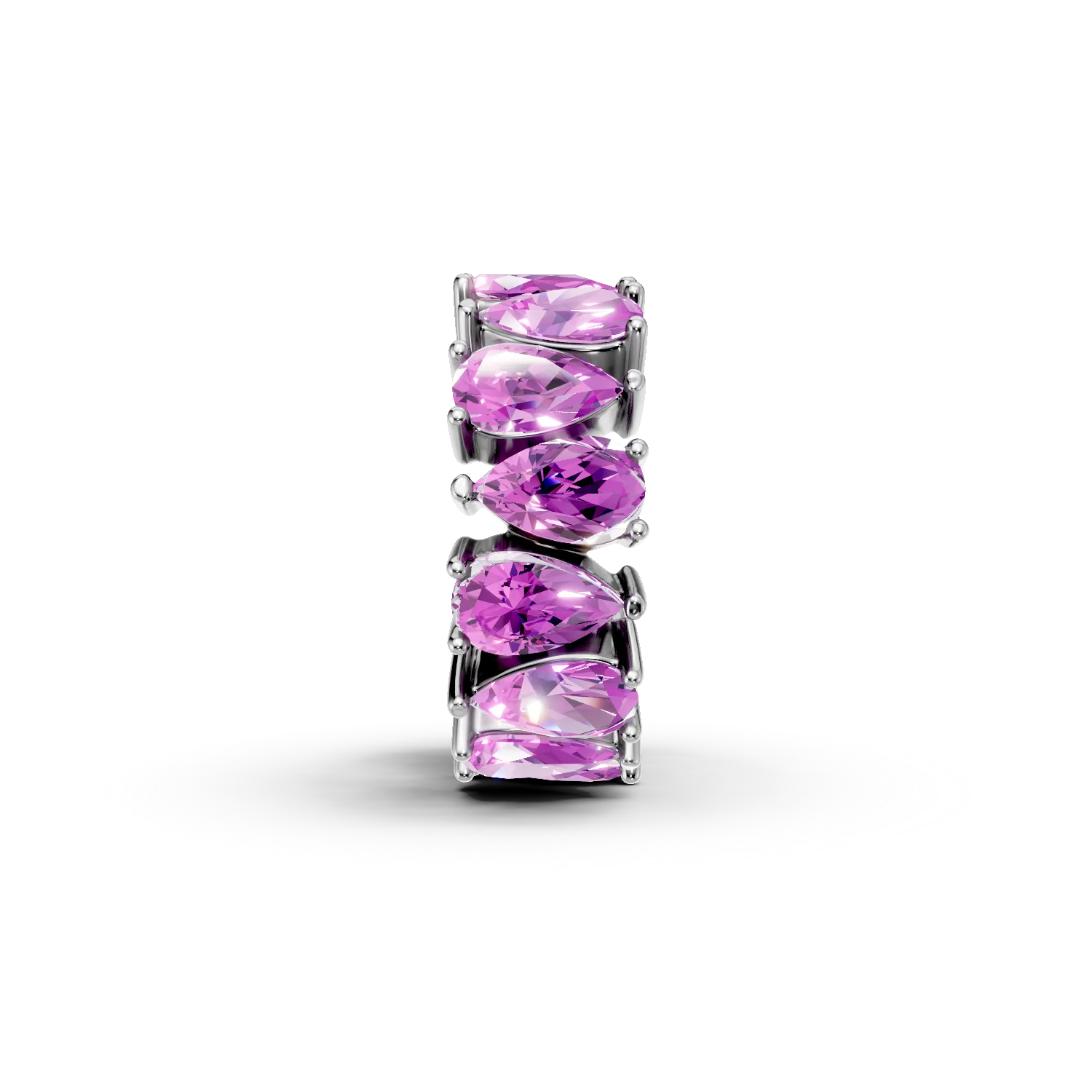 Cercel cuff din argint cu zirconii roz - Imagine 2
